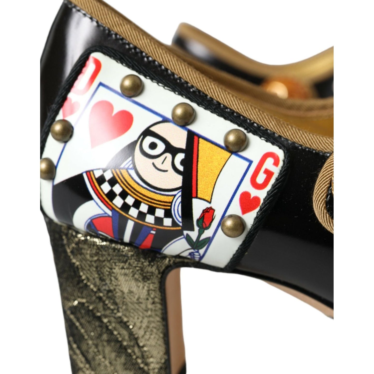 Dolce & Gabbana Black Leather Crystal Mary Jane Pumps Shoes Dolce & Gabbana Dark Slate Gray