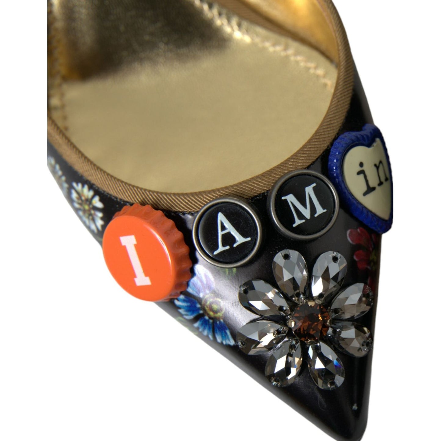 Dolce & Gabbana Black Leather Crystal Mary Jane Pumps Shoes Dolce & Gabbana Dim Gray