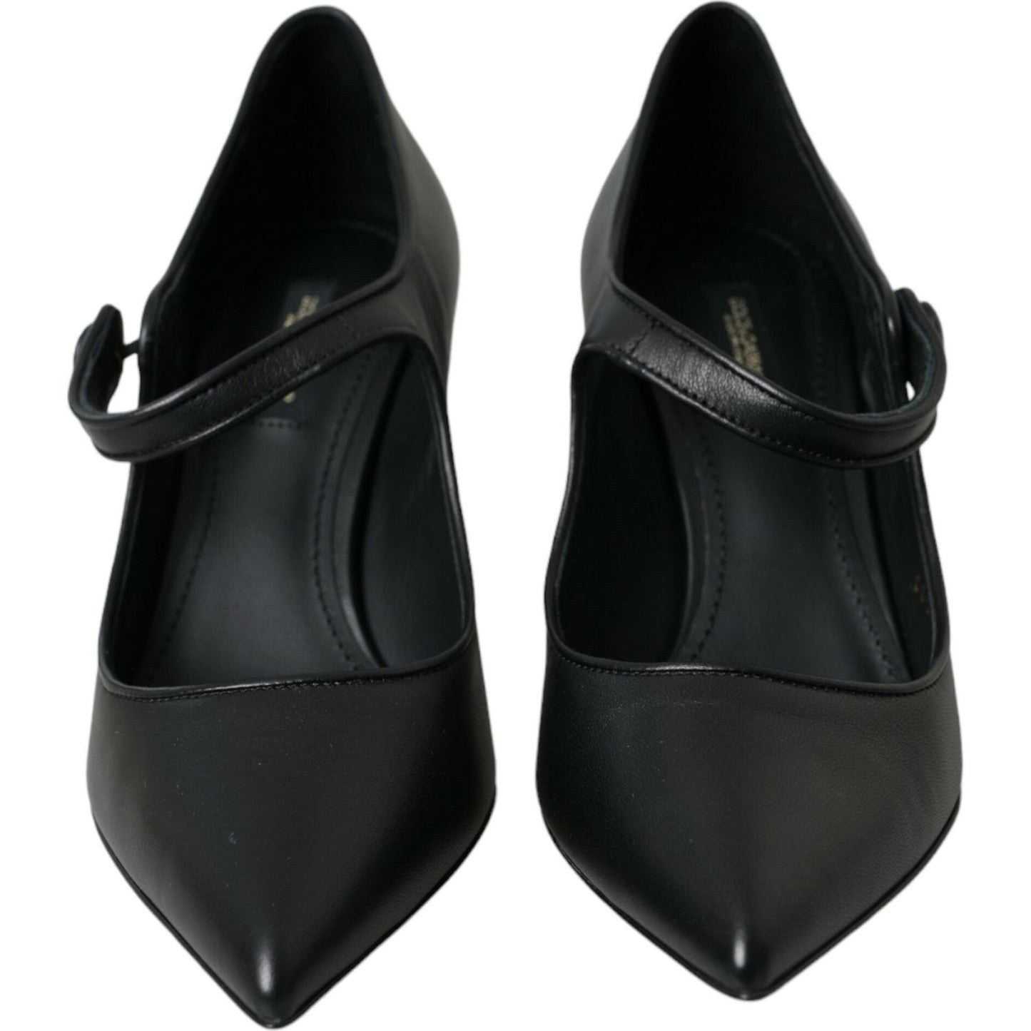 Dolce & Gabbana Black Leather Logo Heels Mary Janes Pumps Shoes Dolce & Gabbana Black