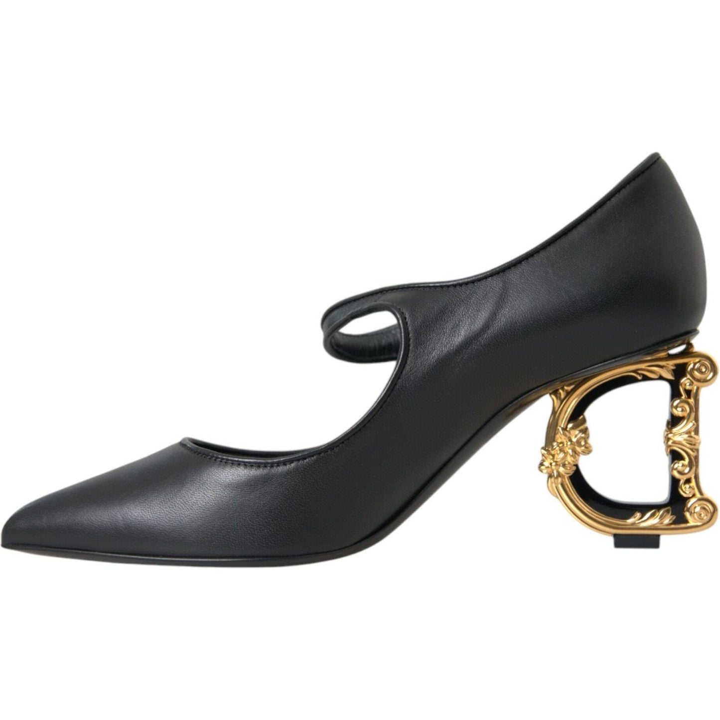 Dolce & Gabbana Black Leather Logo Heels Mary Janes Pumps Shoes Dolce & Gabbana Dark Slate Gray