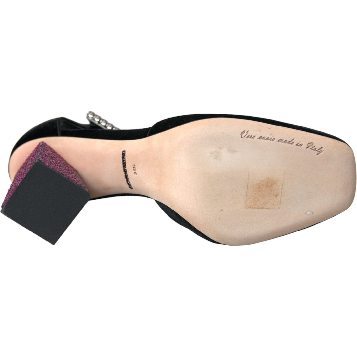 Dolce & Gabbana Black Velvet Strass Crystal Mary Janes Shoes Dolce & Gabbana Tan