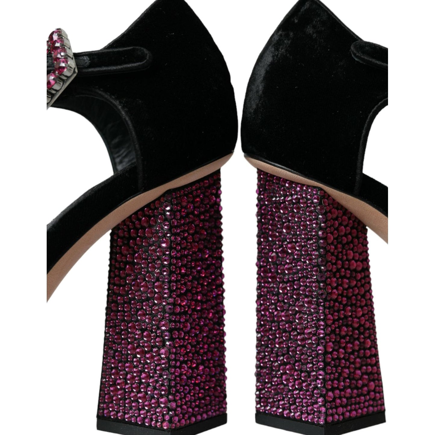 Dolce & Gabbana Black Velvet Strass Crystal Mary Janes Shoes Dolce & Gabbana Black