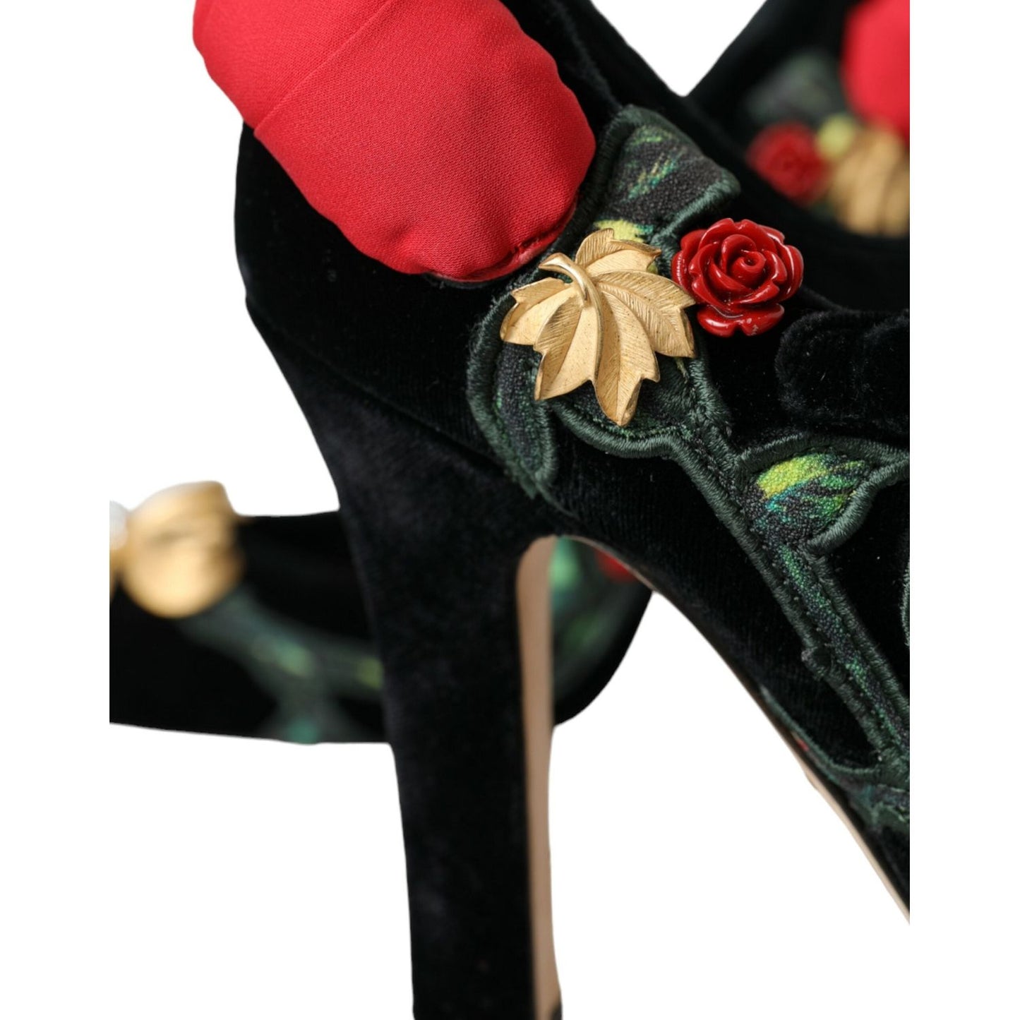 Dolce & Gabbana Black Roses Crystal Brooch Mary Jane Shoes Dolce & Gabbana Black