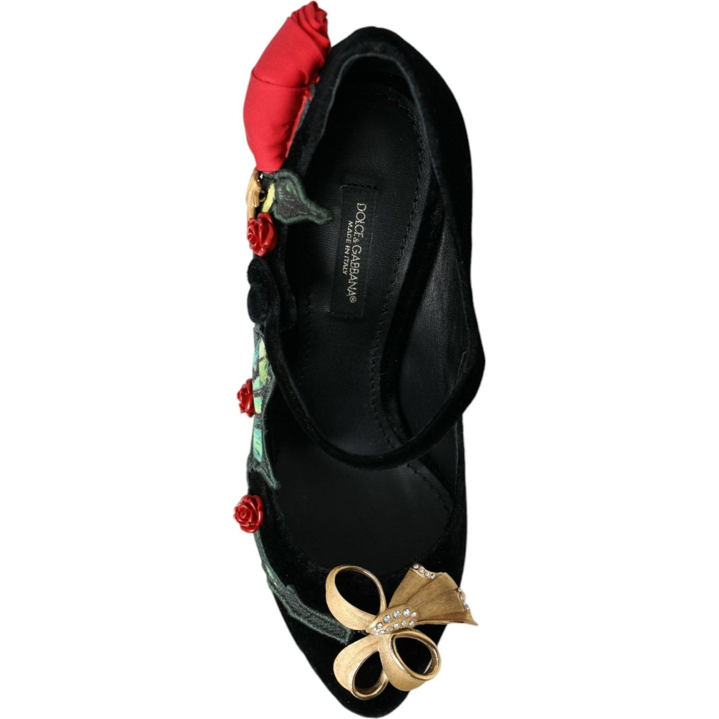 Dolce & Gabbana Black Roses Crystal Brooch Mary Jane Shoes Dolce & Gabbana Rosy Brown