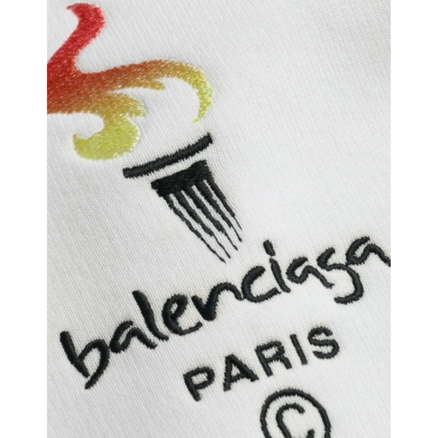 Balenciaga White Cotton Logo Hooded Pullover Sweatshirt Sweater Balenciaga Light Gray