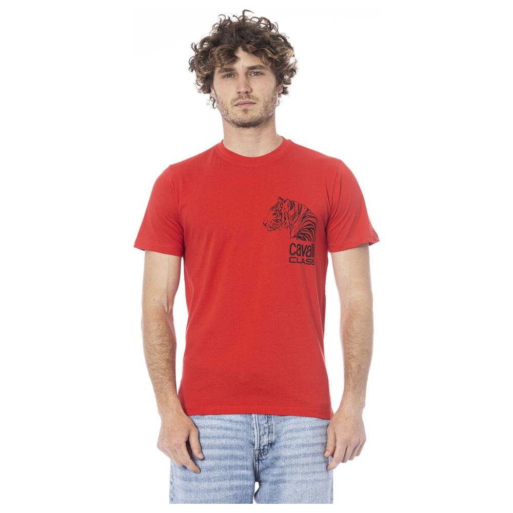 Cavalli Class Red Cotton Men T-Shirt Cavalli Class Gray