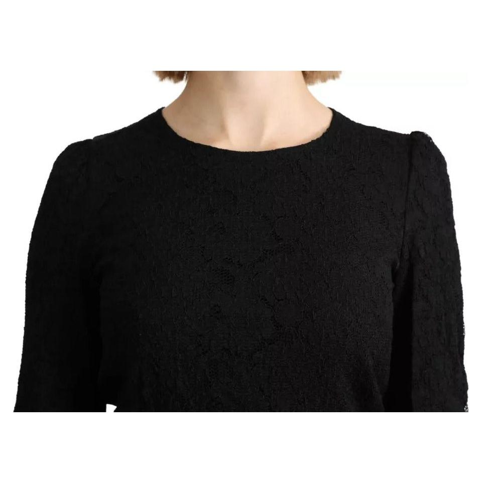 Dolce & Gabbana Black Lace Long Sleeves Blouse STAFF Top Dolce & Gabbana Black