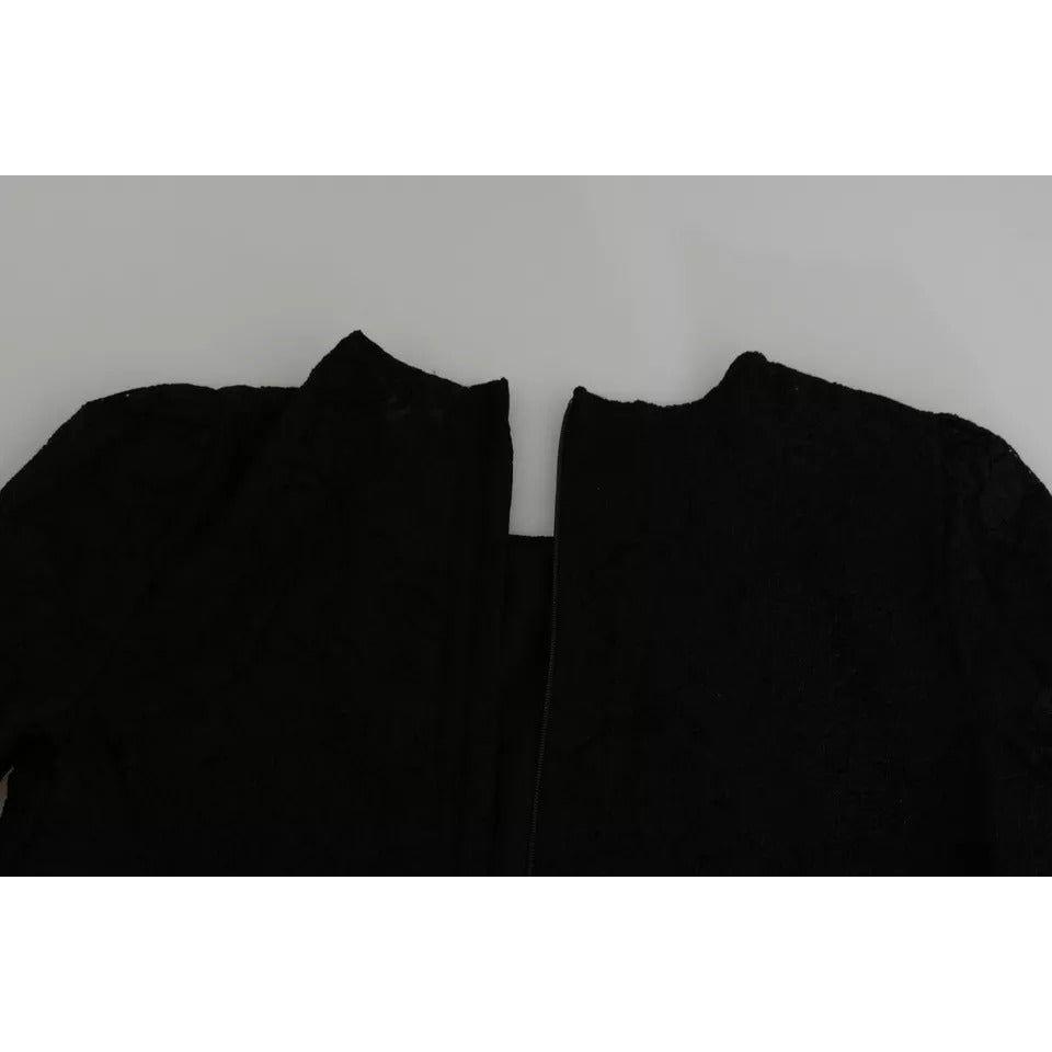 Dolce & Gabbana Black Lace Long Sleeves Blouse STAFF Top Dolce & Gabbana Black