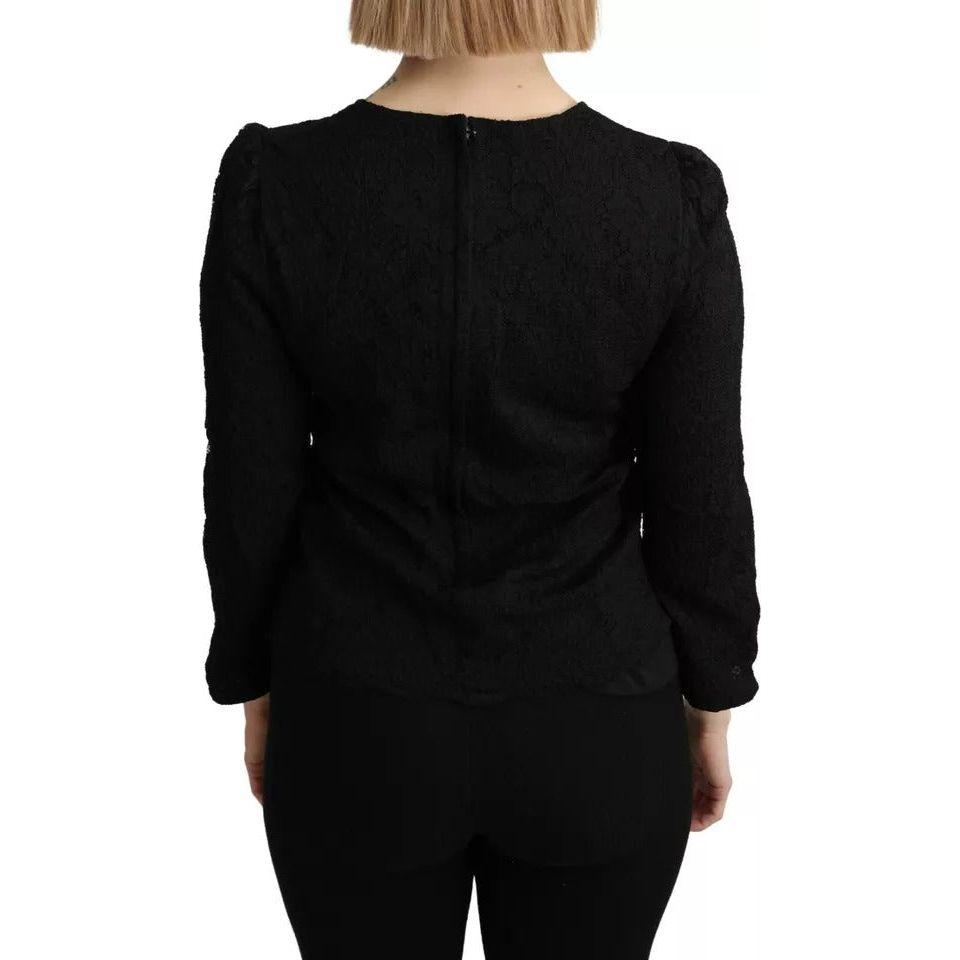 Dolce & Gabbana Black Lace Long Sleeves Blouse STAFF Top Dolce & Gabbana Black