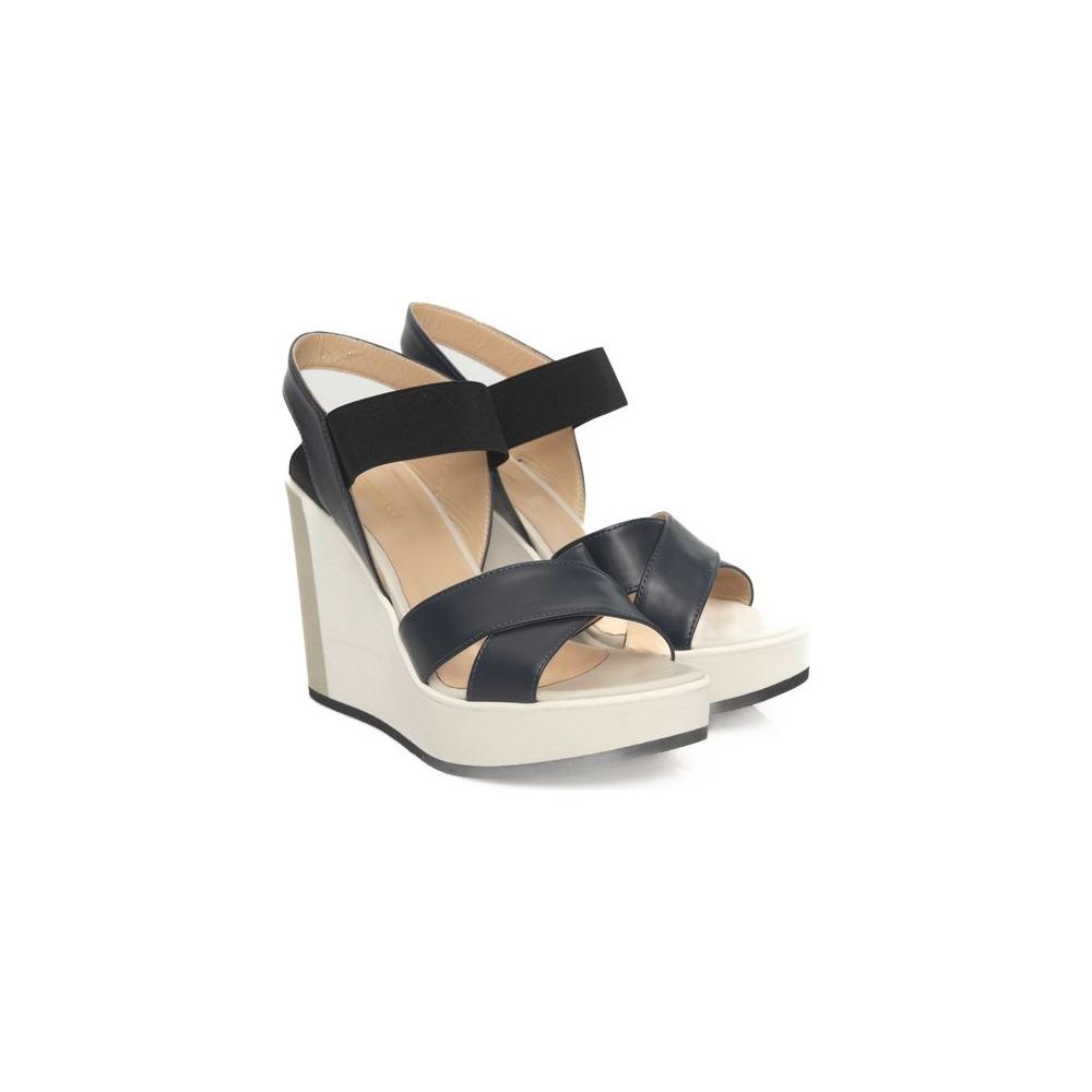 Cerruti 1881 Blue Calfskin Women Sandal Cerruti 1881 Gray