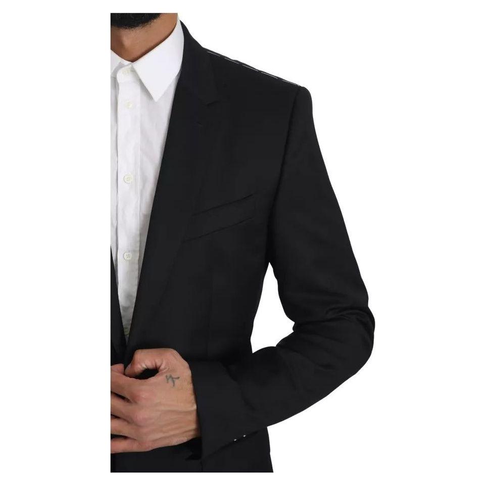 Dolce & Gabbana Black Slim Jacket Coat Blazer MARTINI Dolce & Gabbana Gray