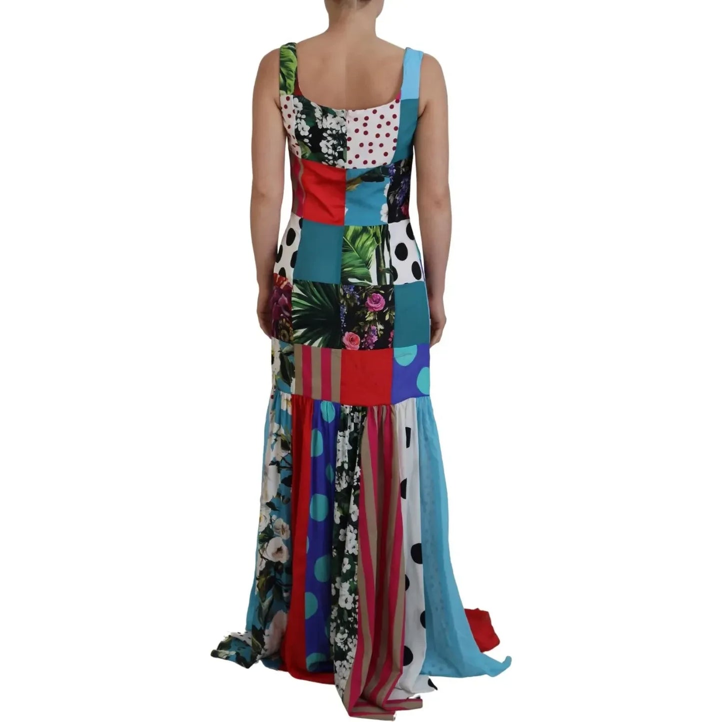 Dolce & Gabbana Silk Multicolor Patchwork Sheath Maxi Dress Dolce & Gabbana Dark Slate Gray