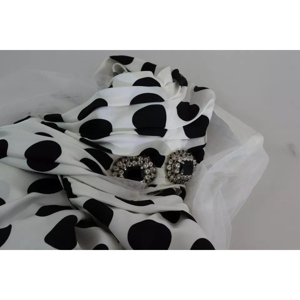 Dolce & Gabbana White Polka Dots Crystal One Shoulder Dress Dolce & Gabbana Light Slate Gray
