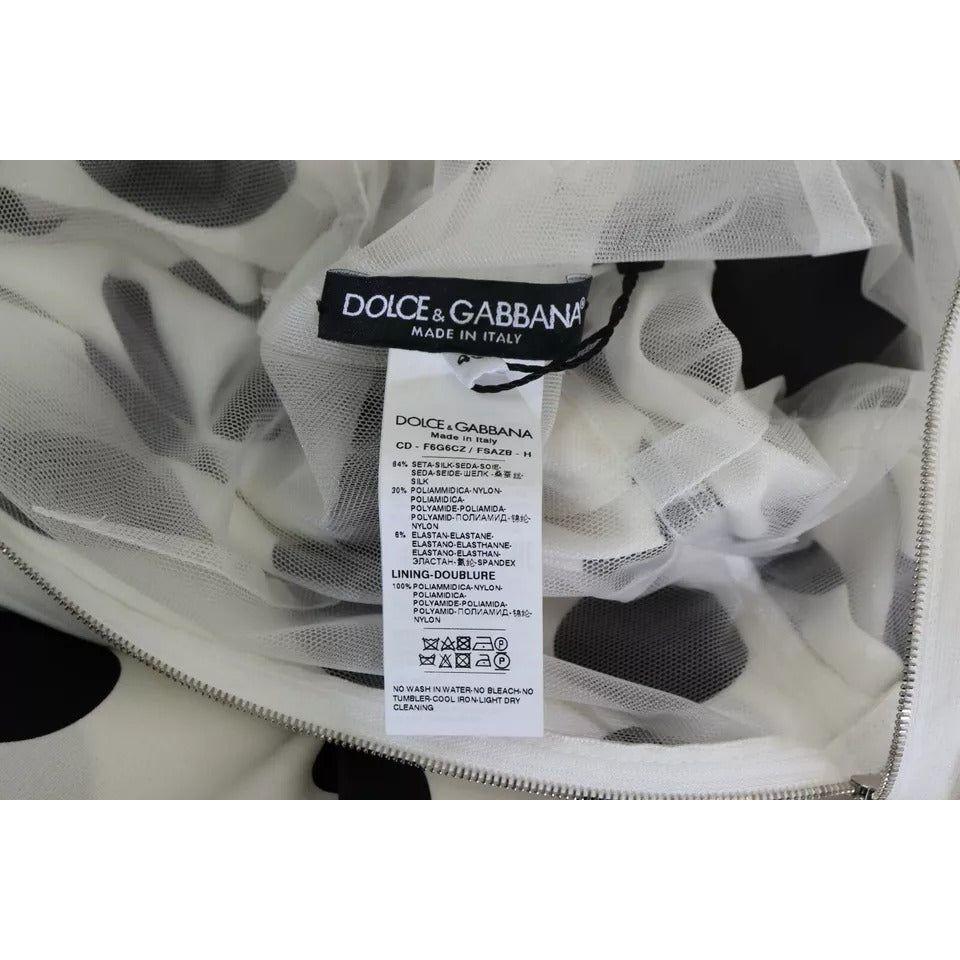 Dolce & Gabbana White Polka Dots Crystal One Shoulder Dress Dolce & Gabbana Dark Gray