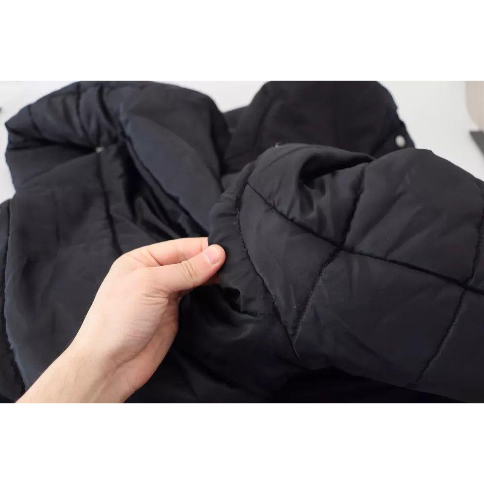 Dolce & Gabbana Black Nylon Hooded Parka Coat Winter Jacket Dolce & Gabbana Dark Slate Gray