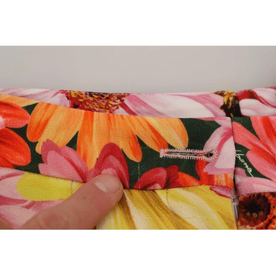 Dolce & Gabbana Multicolor Floral High Waist Cropped Pants Dolce & Gabbana Rosy Brown