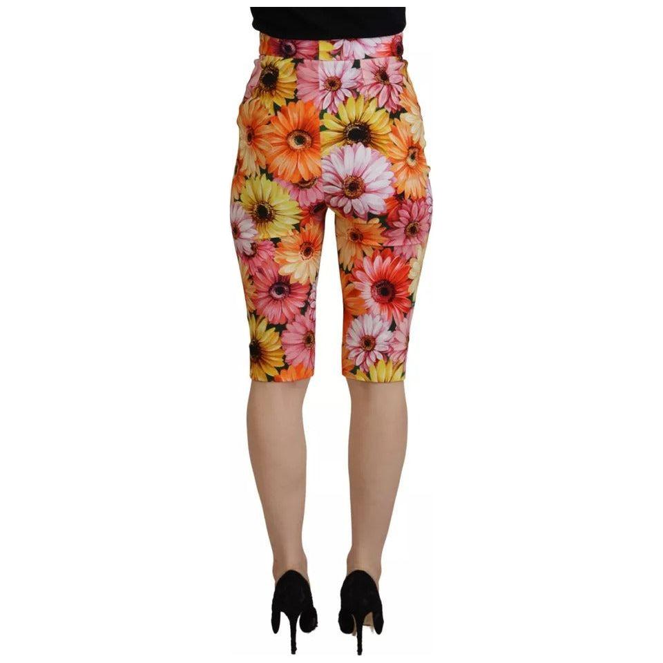 Dolce & Gabbana Multicolor Floral High Waist Cropped Pants Dolce & Gabbana Rosy Brown