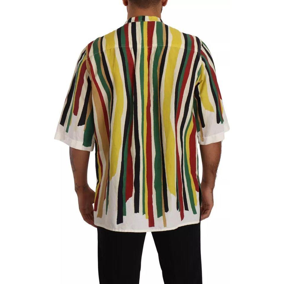 Dolce & Gabbana Multicolor Striped Linen Cotton Shirt Dolce & Gabbana Dark Slate Gray
