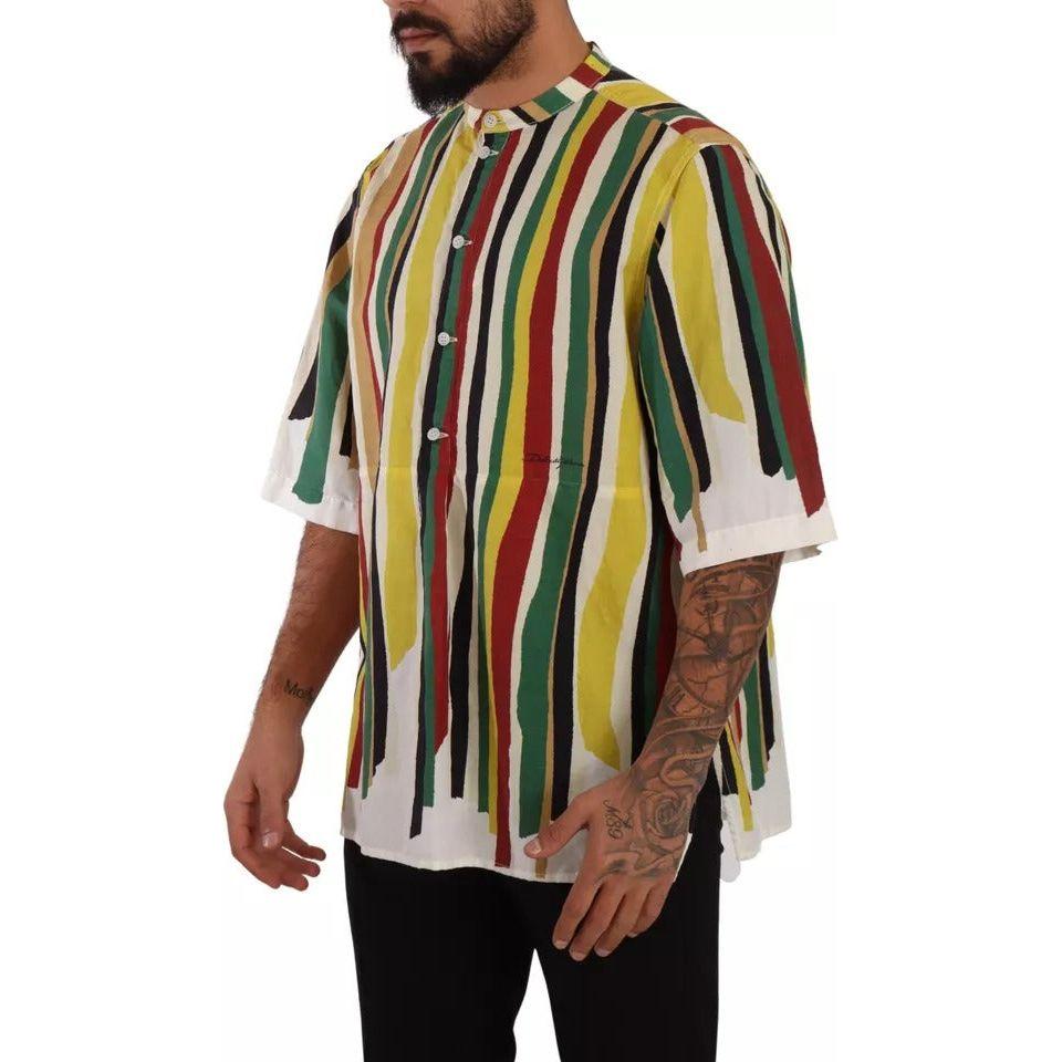 Dolce & Gabbana Multicolor Striped Linen Cotton Shirt Dolce & Gabbana Dark Slate Gray