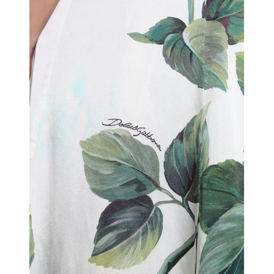 Dolce & Gabbana White Rose Print High Waist Midi A-line Skirt Dolce & Gabbana Light Gray