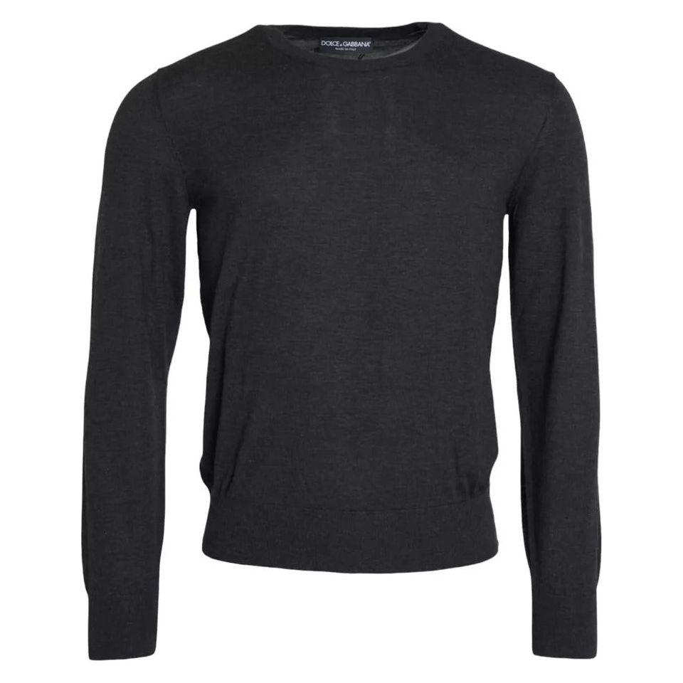 Dolce & Gabbana Dark Gray Cashmere Crewneck Pullover Sweater Dolce & Gabbana Dark Slate Gray
