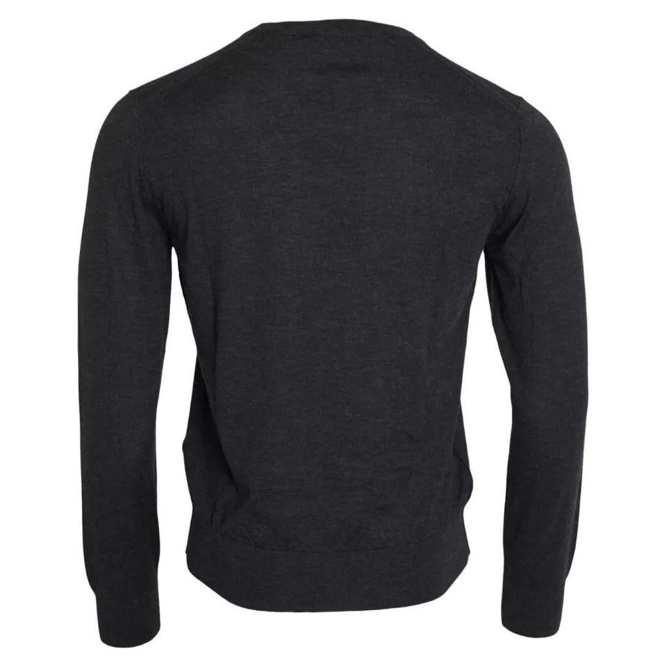 Dolce & Gabbana Dark Gray Cashmere Crewneck Pullover Sweater Dolce & Gabbana Dark Slate Gray