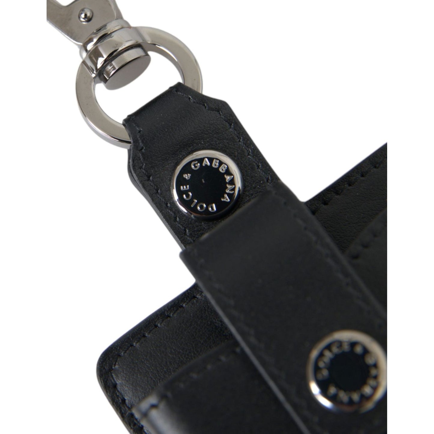 Dolce & Gabbana Black Plain Leather Silver Metal Airpods Case Dolce & Gabbana Dark Slate Gray