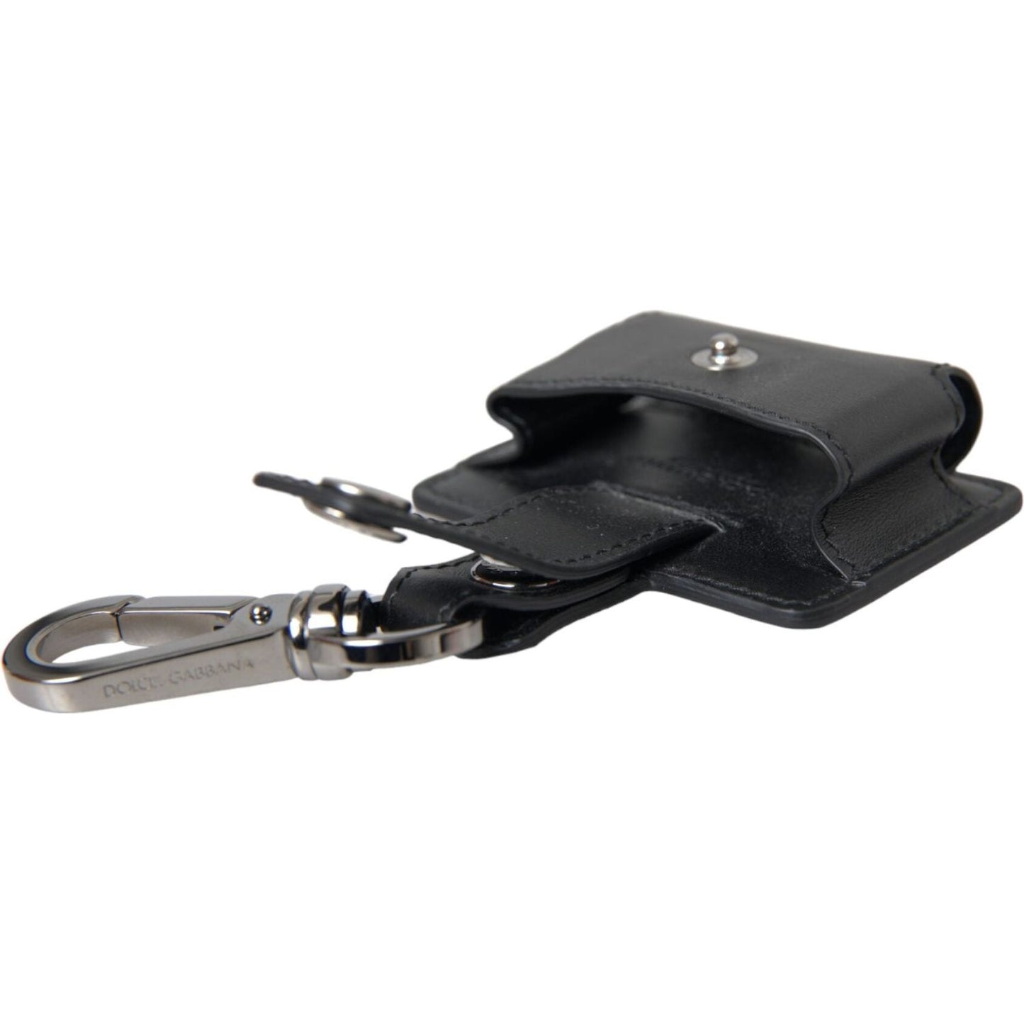Dolce & Gabbana Black Plain Leather Silver Metal Airpods Case Dolce & Gabbana Dark Slate Gray
