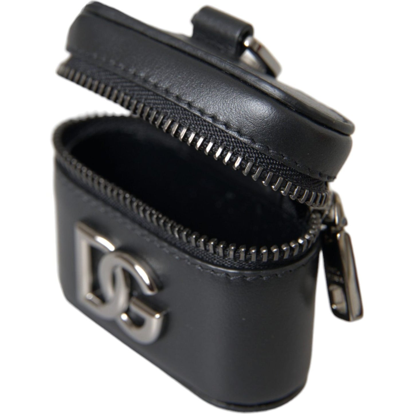 Dolce & Gabbana Black DG Logo Leather Silver Metal Airpods Case Dolce & Gabbana Dark Slate Gray