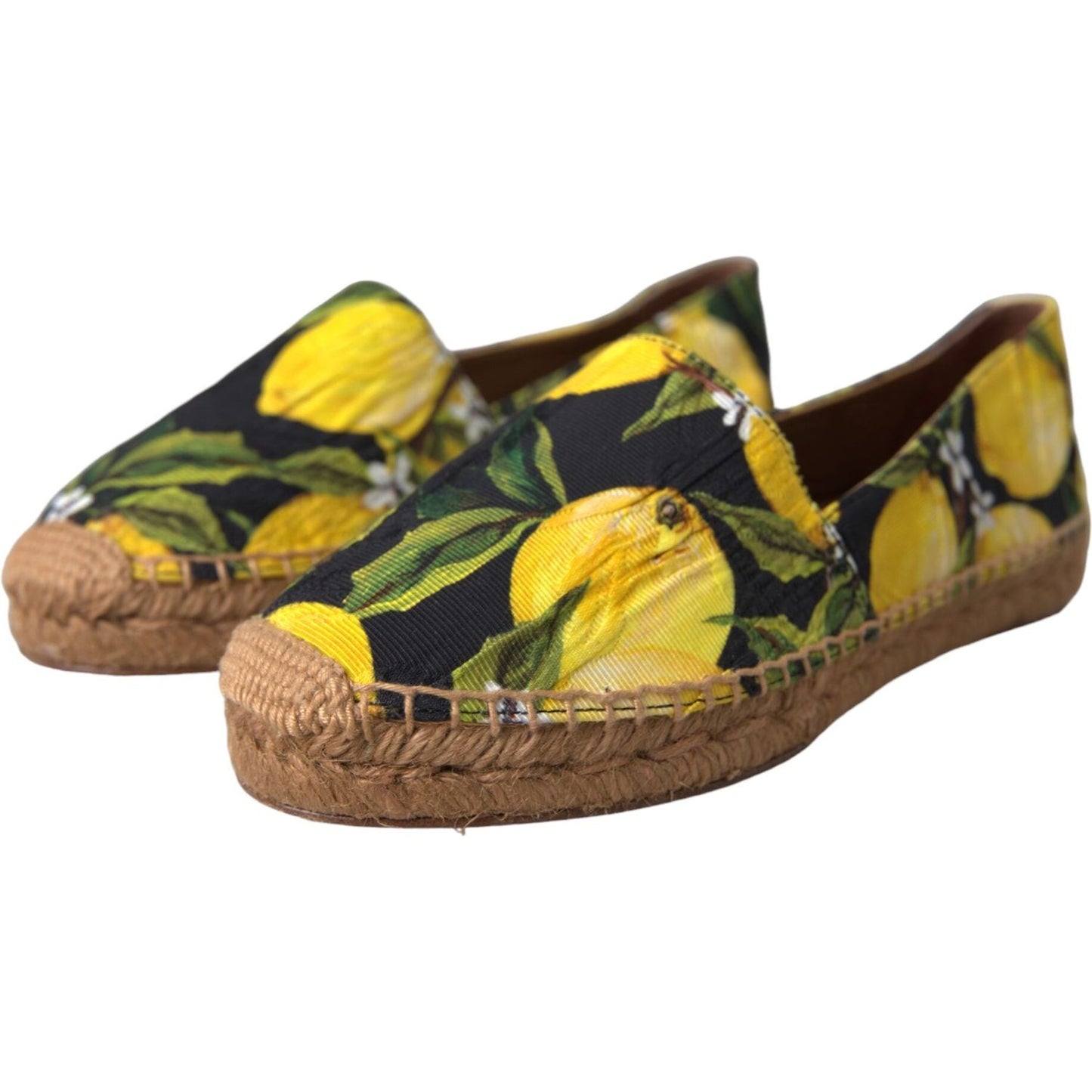 Dolce & Gabbana Multicolor Lemon Slip On Espadrilles Shoes Dolce & Gabbana Dark Olive Green