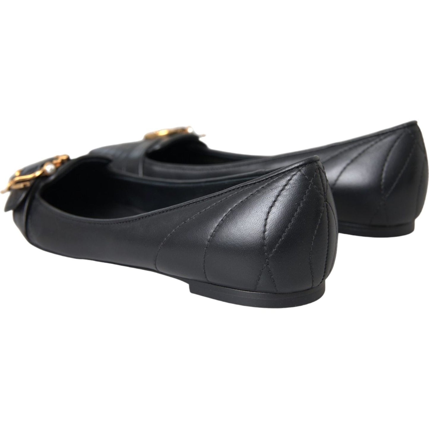 Dolce & Gabbana Black Devotion Leather Pointy Flats Shoes Dolce & Gabbana Dark Slate Gray