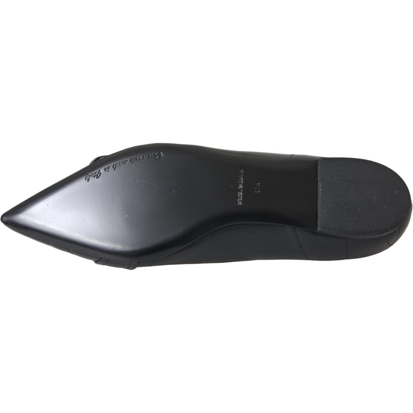 Dolce & Gabbana Black Devotion Leather Pointy Flats Shoes Dolce & Gabbana Dark Slate Gray
