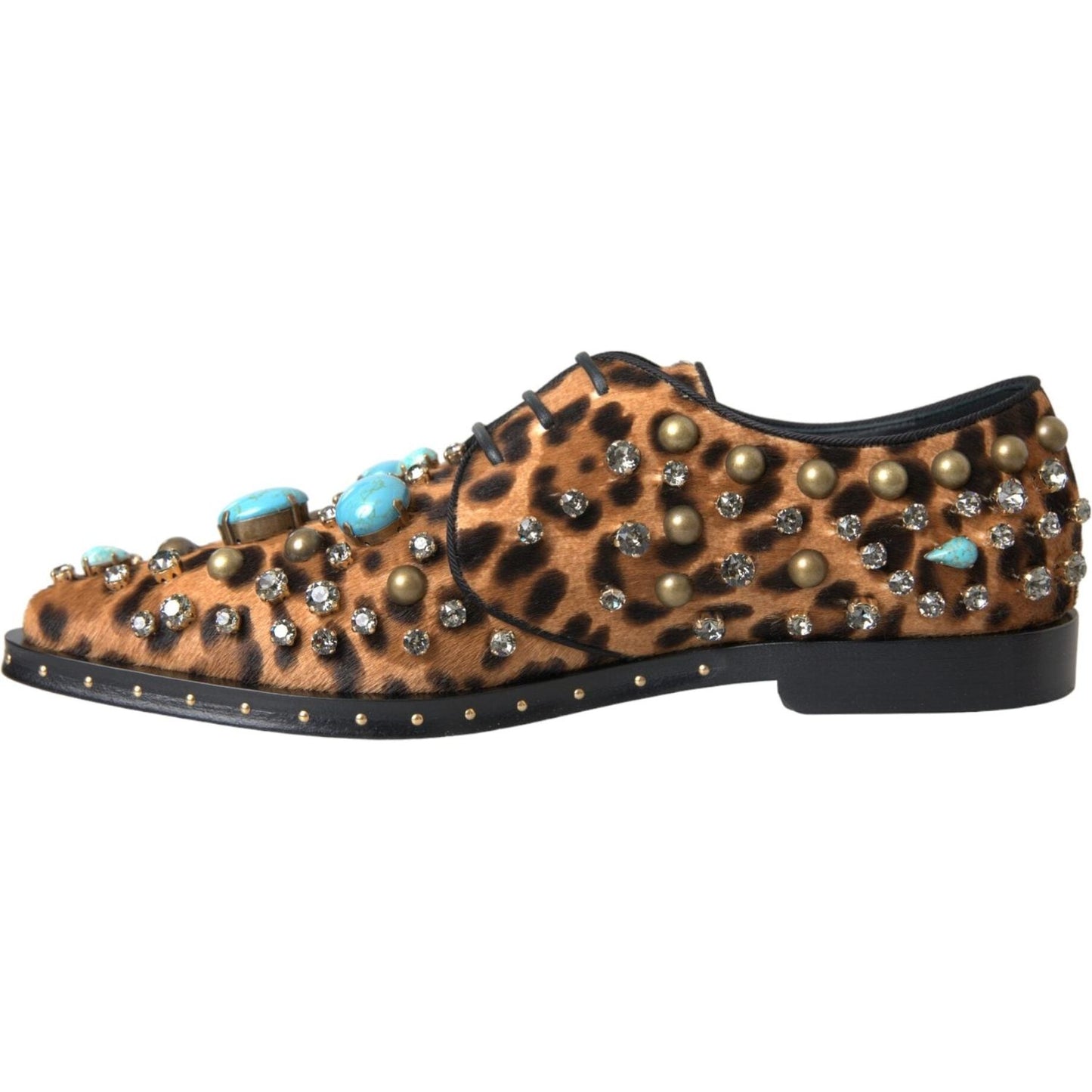 Dolce & Gabbana Brown Leopard Hair Crystal Dress Broque Shoes Dolce & Gabbana Dark Slate Gray