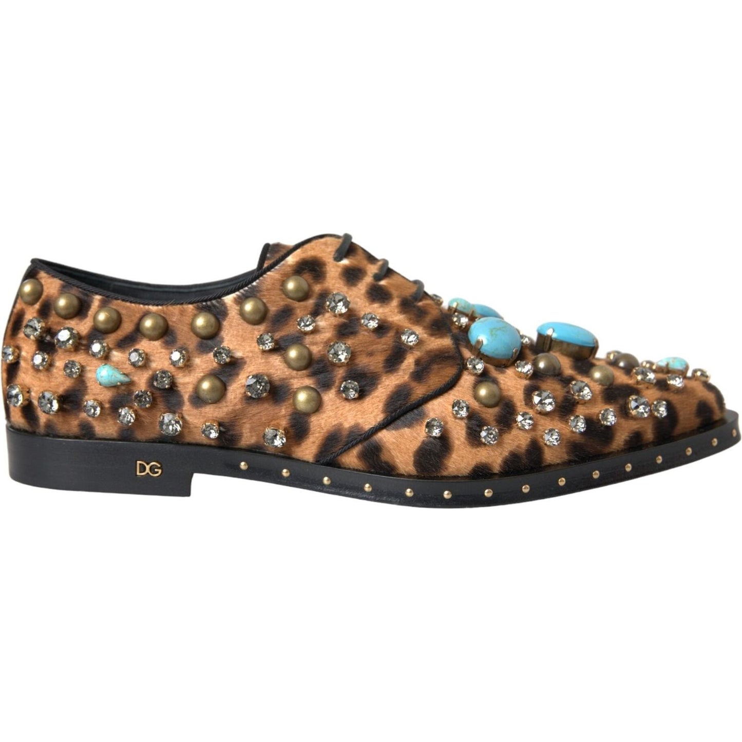Dolce & Gabbana Brown Leopard Hair Crystal Dress Broque Shoes Dolce & Gabbana Dark Slate Gray