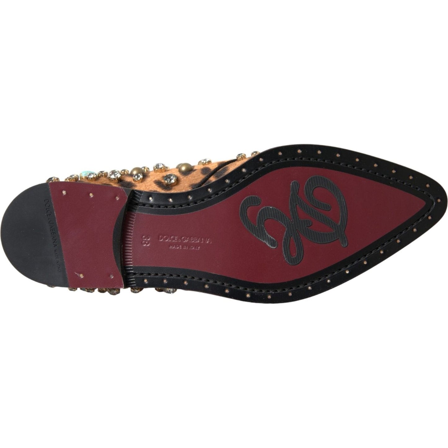 Dolce & Gabbana Brown Leopard Hair Crystal Dress Broque Shoes Dolce & Gabbana Dark Slate Gray