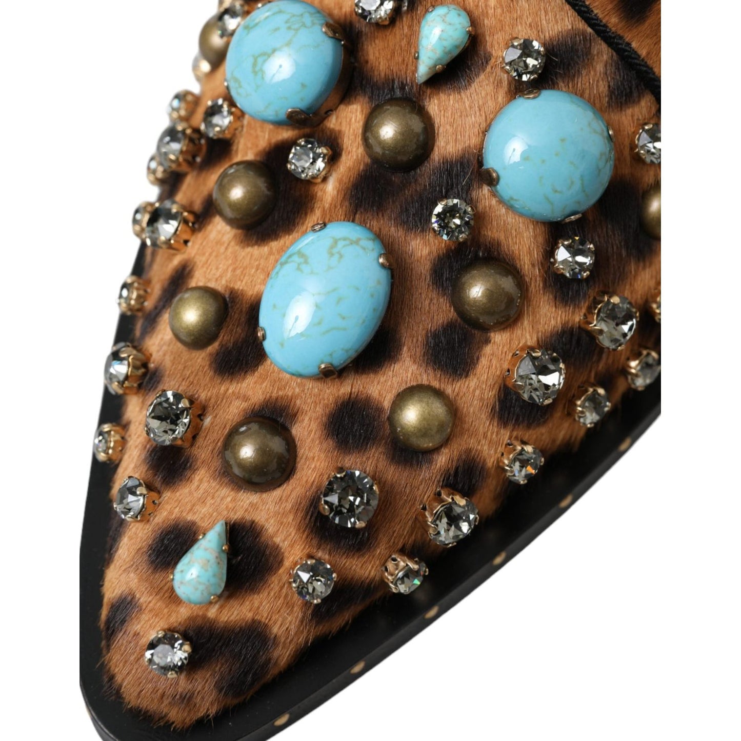 Dolce & Gabbana Brown Leopard Hair Crystal Dress Broque Shoes Dolce & Gabbana Dark Slate Gray