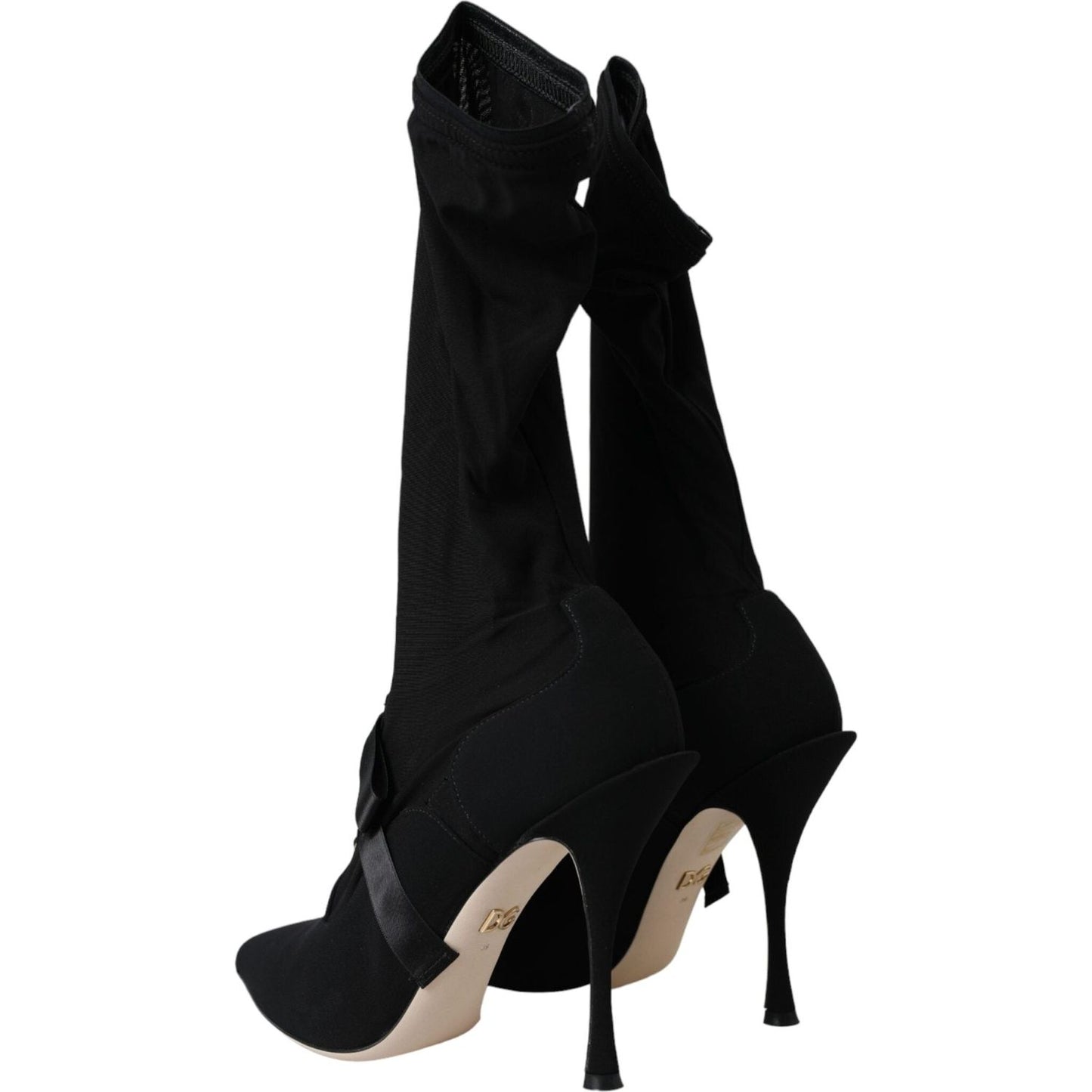 Dolce & Gabbana Black Stiletto Heels Mid Calf Boots Shoes Dolce & Gabbana Black
