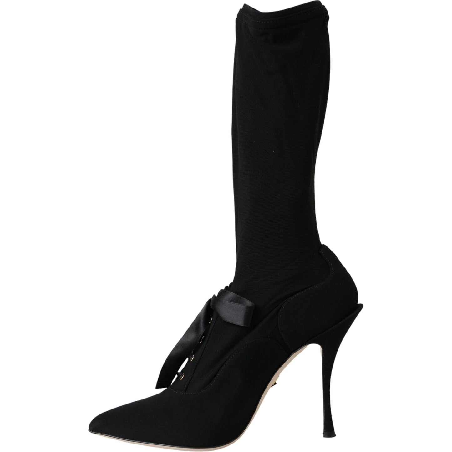 Dolce & Gabbana Black Stiletto Heels Mid Calf Boots Shoes Dolce & Gabbana Black