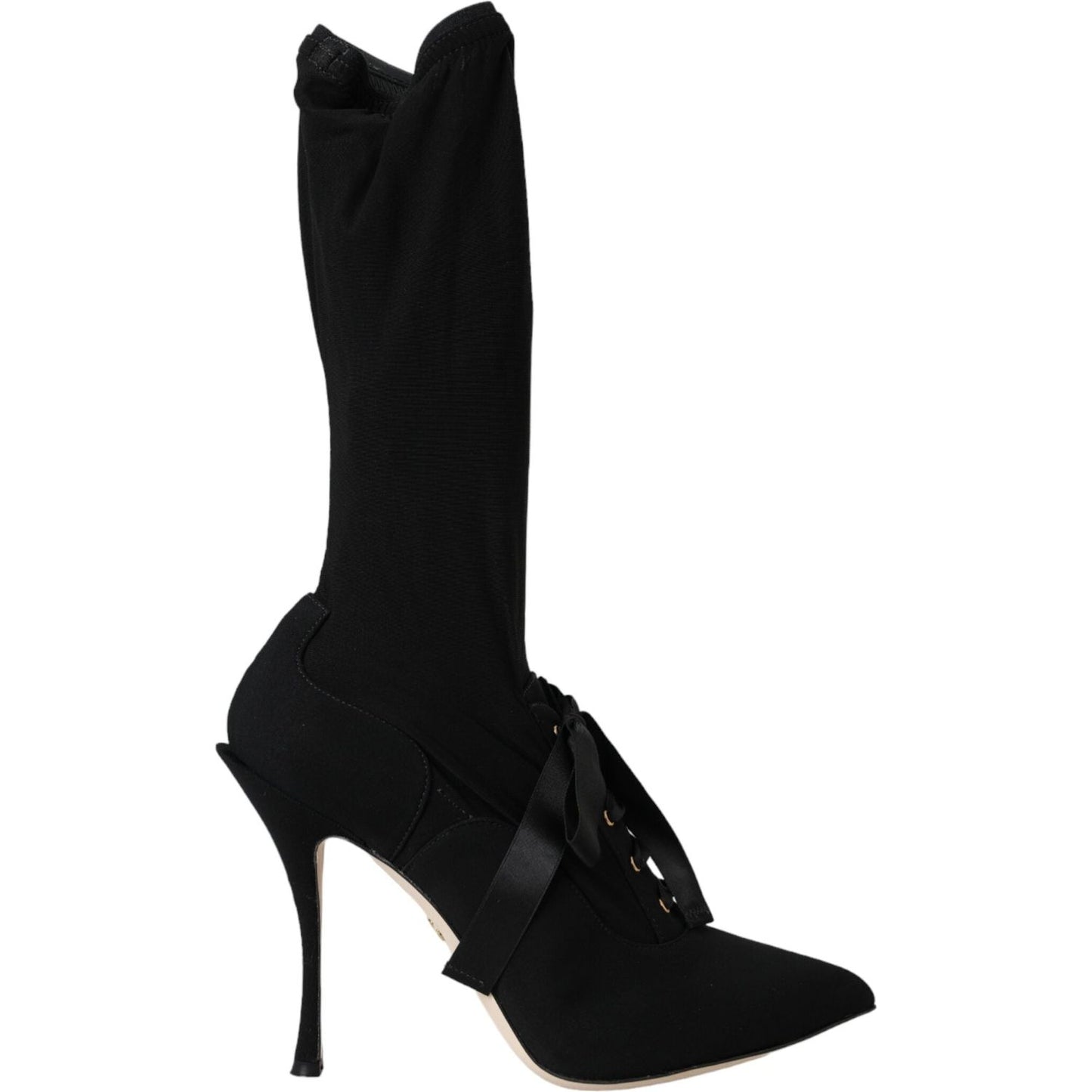 Dolce & Gabbana Black Stiletto Heels Mid Calf Boots Shoes Dolce & Gabbana Black