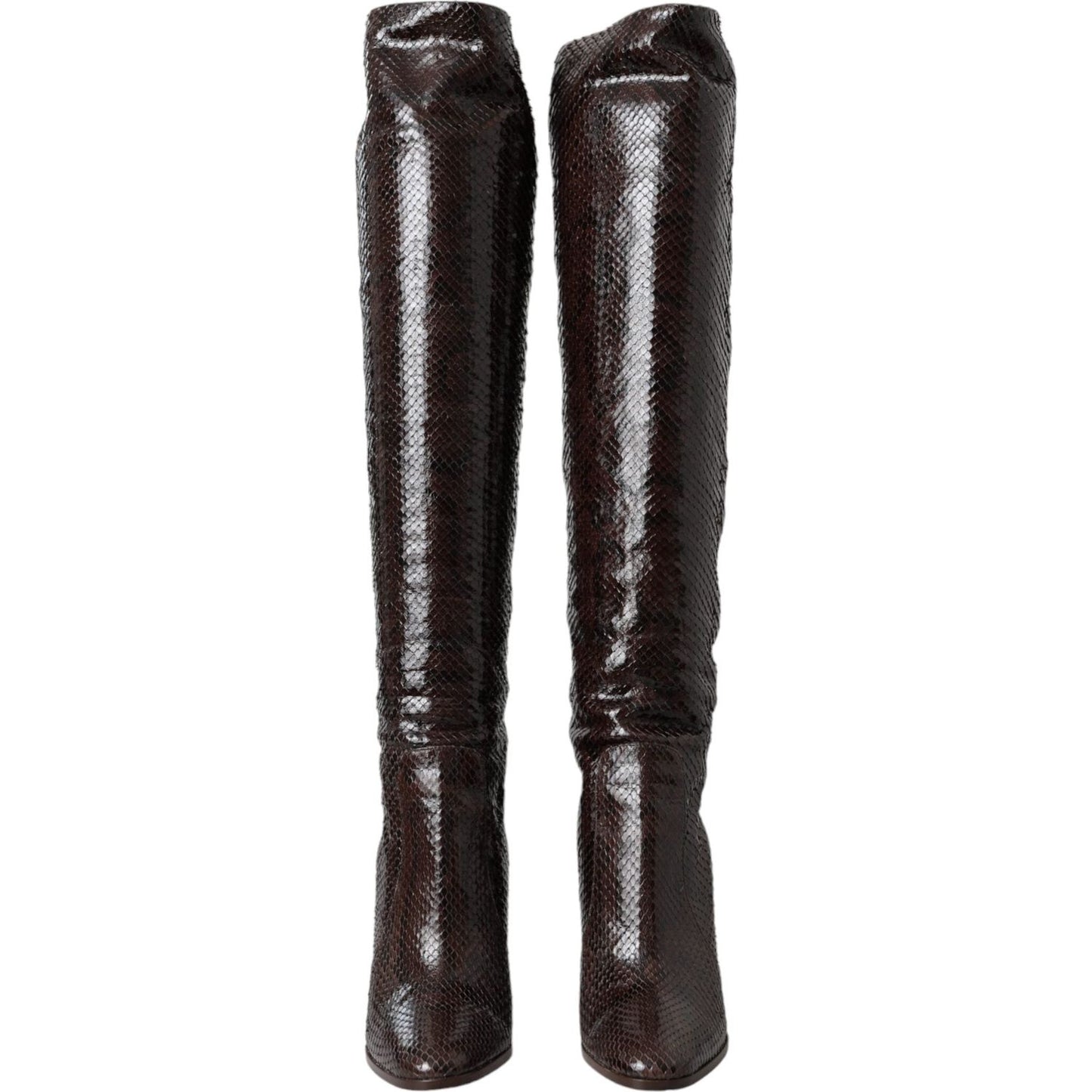 Dolce & Gabbana Brown Exotic Leather Heels High Boots Shoes Dolce & Gabbana Dark Slate Gray