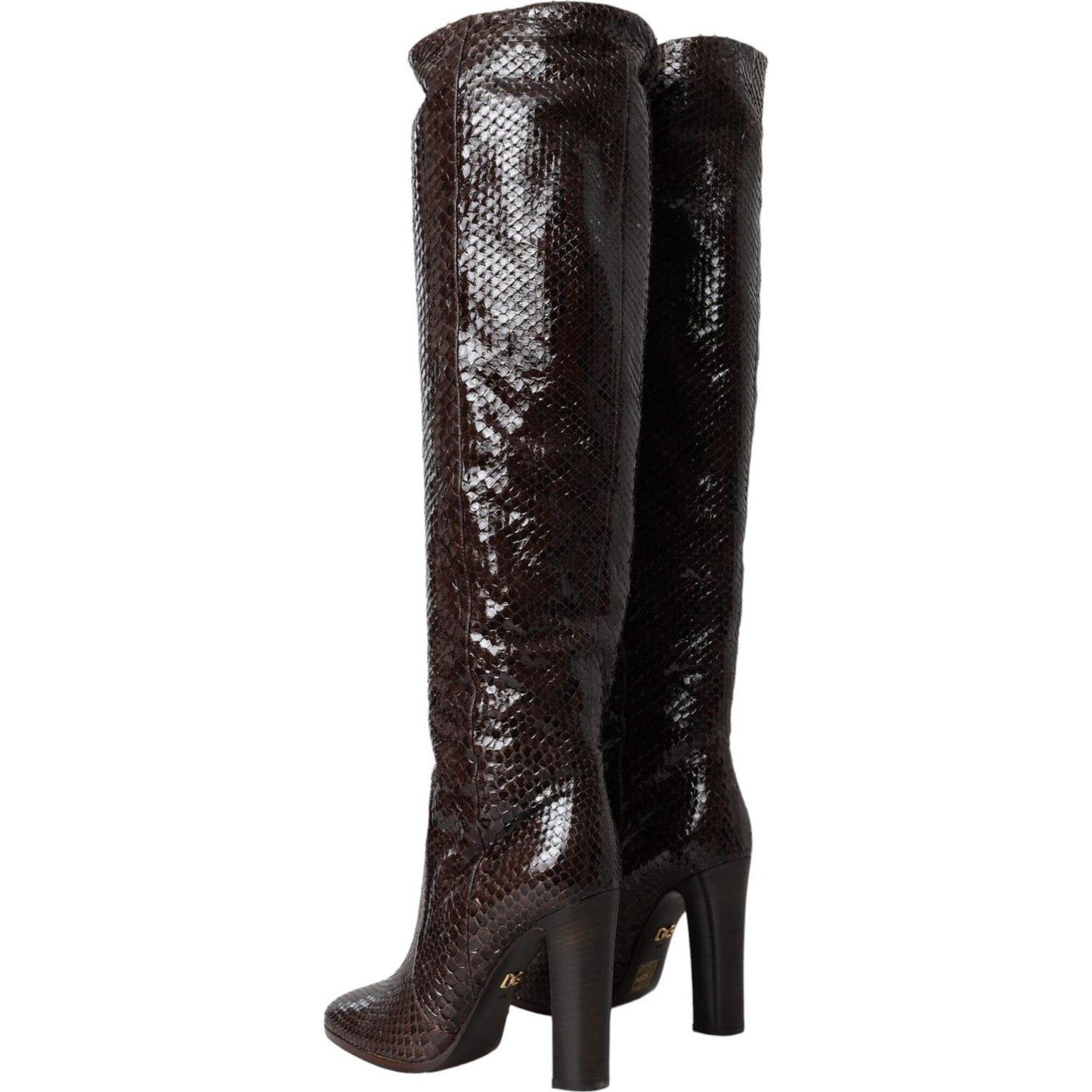Dolce & Gabbana Brown Exotic Leather Heels High Boots Shoes Dolce & Gabbana Black