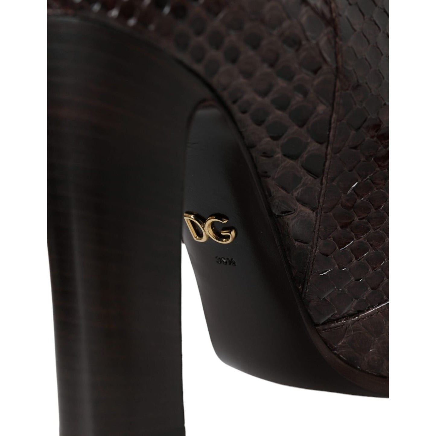 Dolce & Gabbana Brown Exotic Leather Heels High Boots Shoes Dolce & Gabbana Black