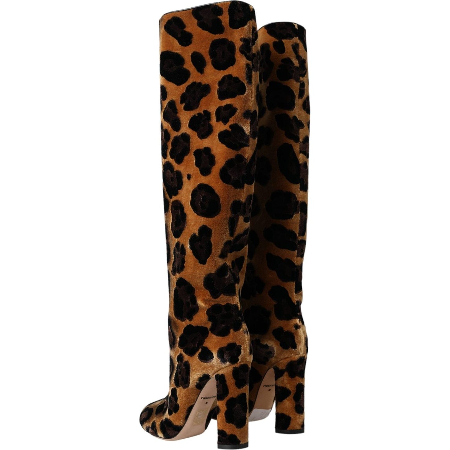 Dolce & Gabbana Brown Giraffe Velvet Leather Boots Shoes Dolce & Gabbana Black