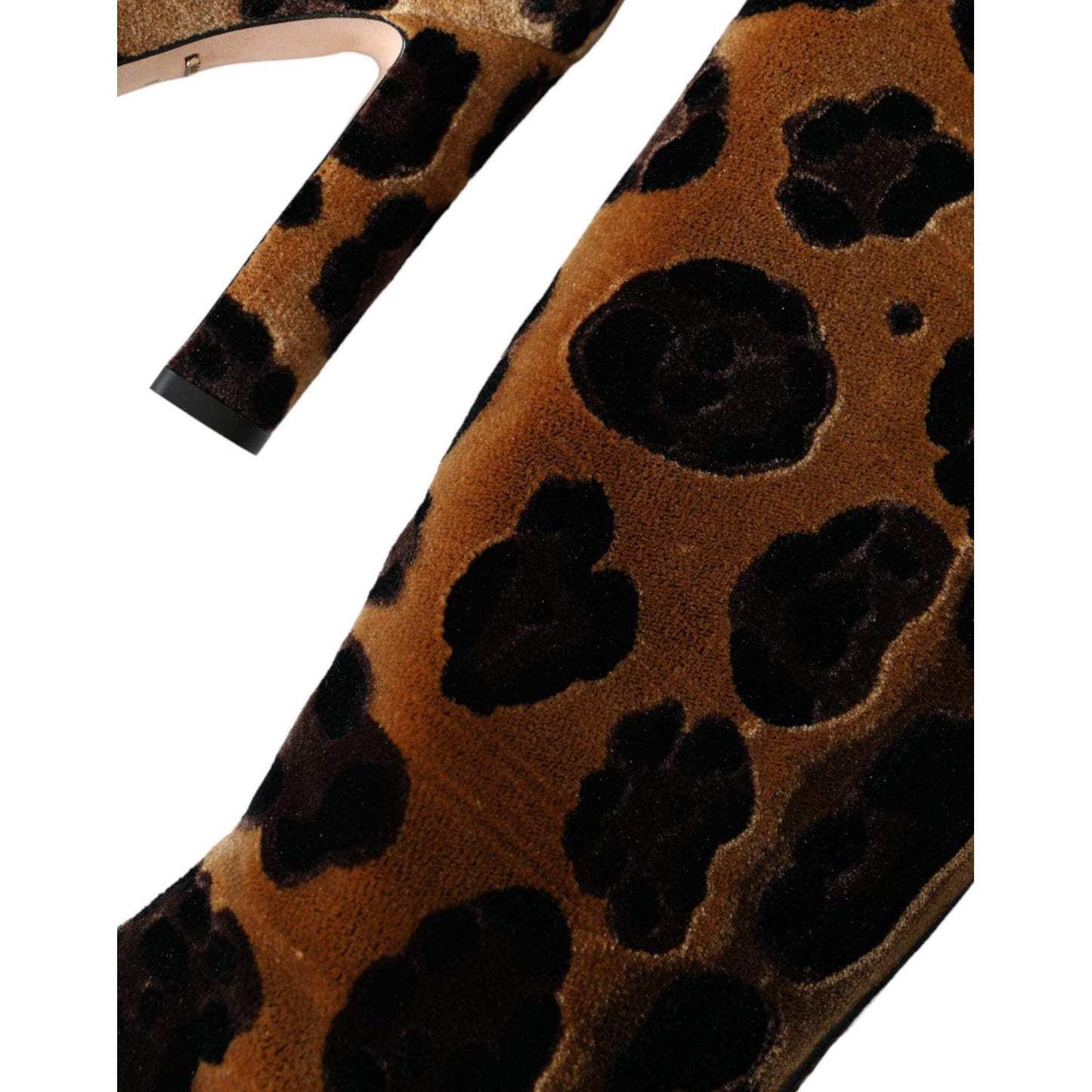 Dolce & Gabbana Brown Giraffe Velvet Leather Boots Shoes Dolce & Gabbana Black