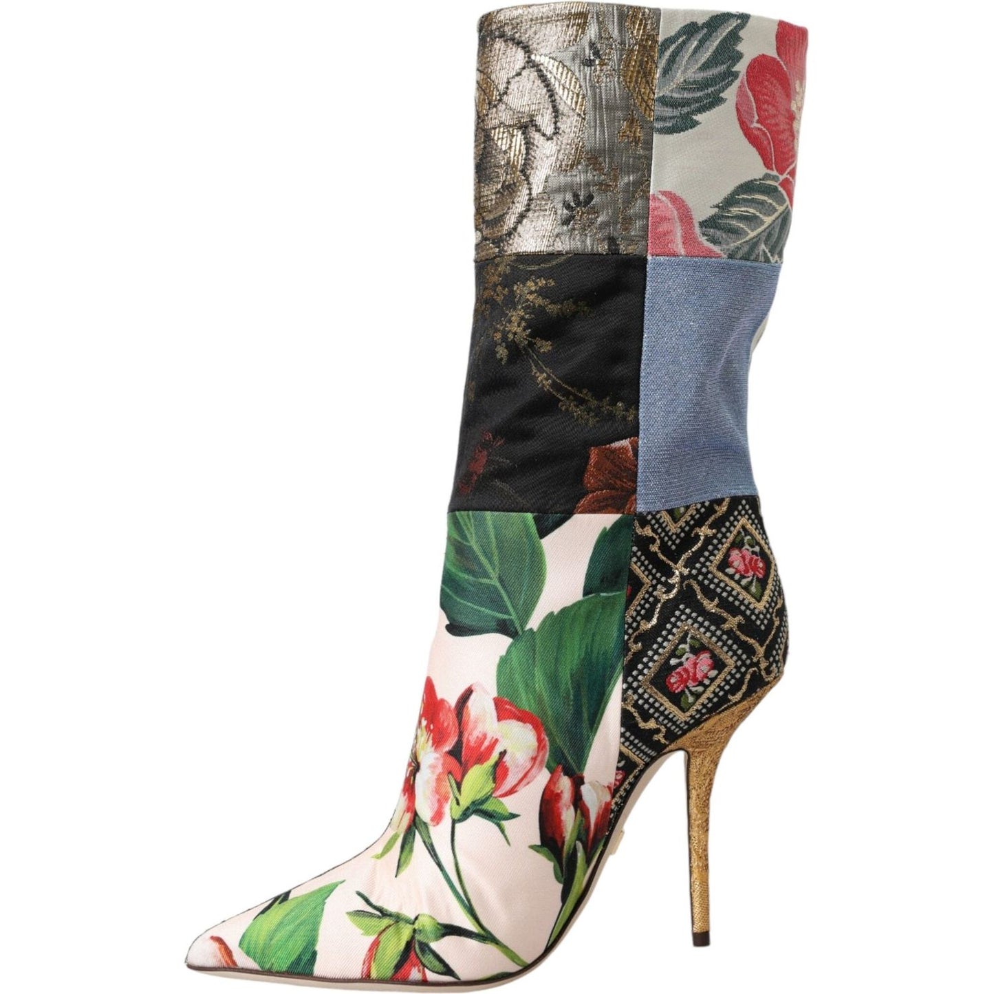 Dolce & Gabbana Multicolor Patchwork Print Heeled Boots Shoes Dolce & Gabbana Dark Slate Gray