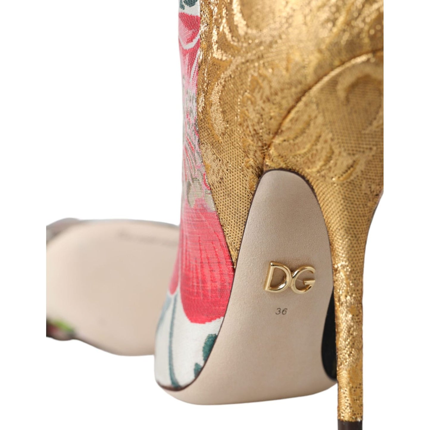 Dolce & Gabbana Multicolor Patchwork Print Heeled Boots Shoes Dolce & Gabbana Rosy Brown