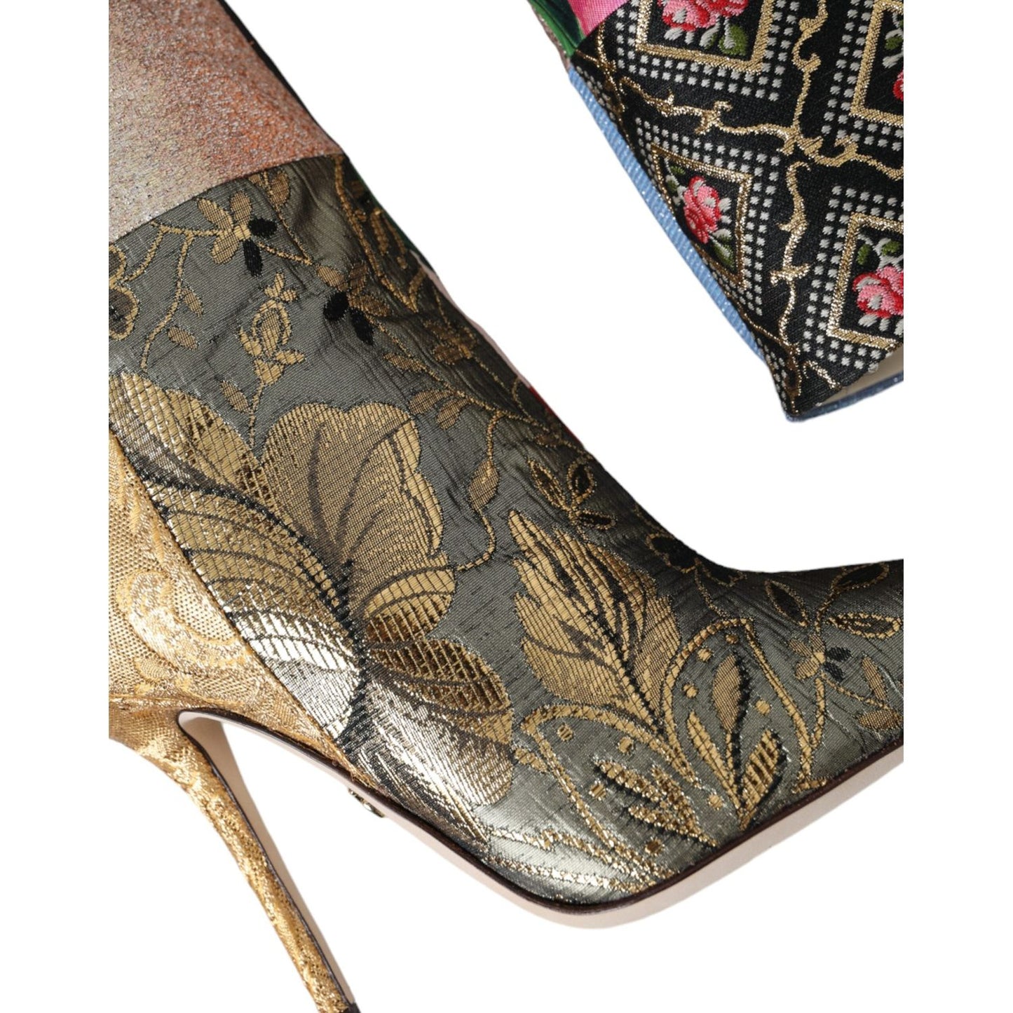 Dolce & Gabbana Multicolor Patchwork Print Heeled Boots Shoes Dolce & Gabbana Dim Gray