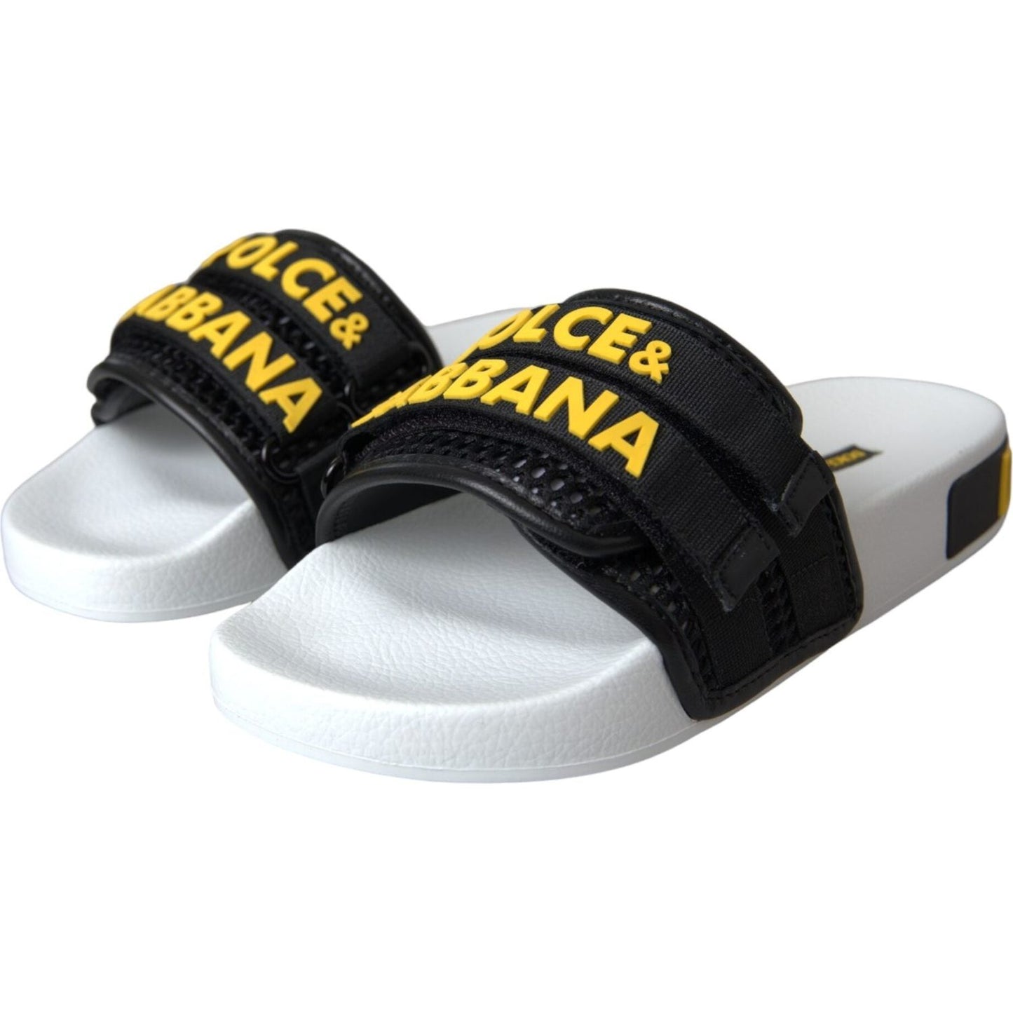 Dolce & Gabbana White Black Logo Beachwear Flats Sandals Shoes Dolce & Gabbana Black