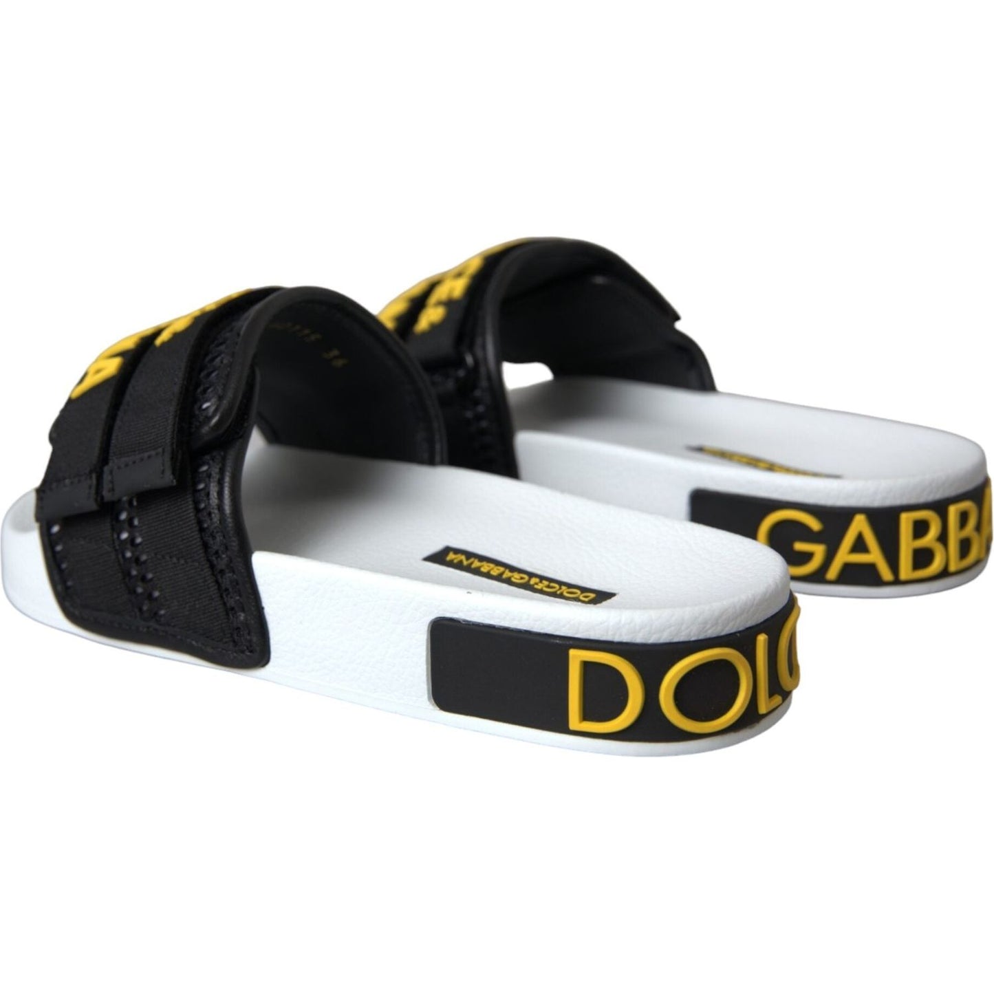 Dolce & Gabbana White Black Logo Beachwear Flats Sandals Shoes Dolce & Gabbana Dark Slate Gray