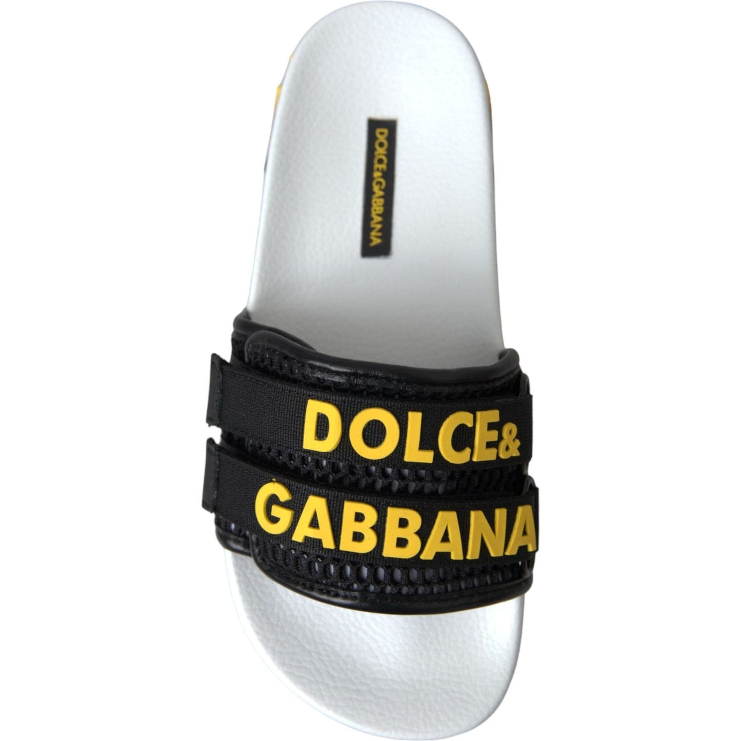 Dolce & Gabbana White Black Logo Beachwear Flats Sandals Shoes Dolce & Gabbana Black